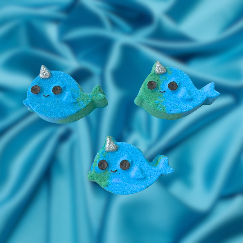 Blue and Green Narwhal Mini Bath Bomb