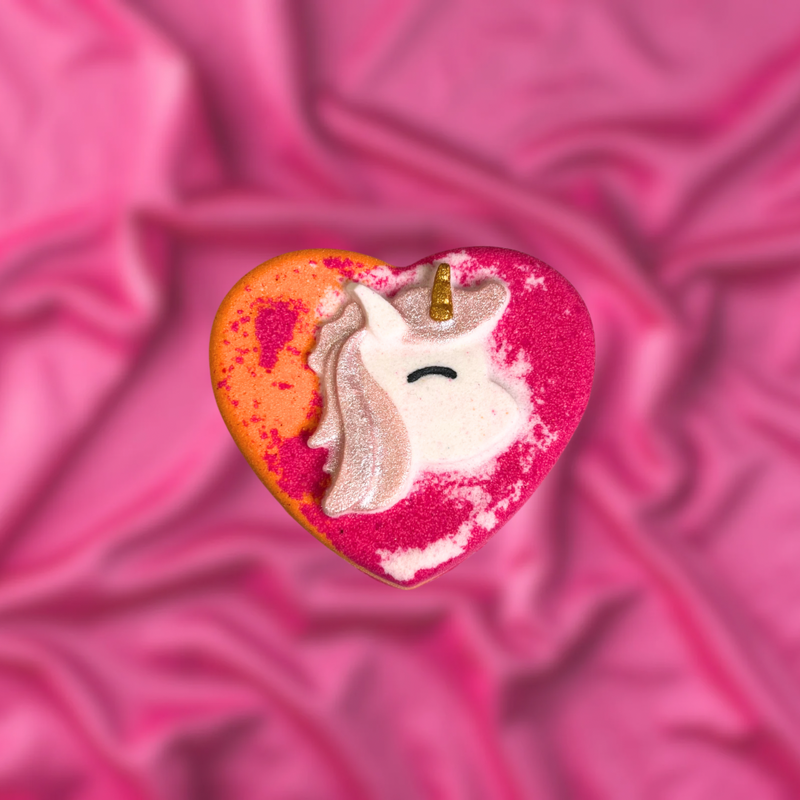 Unicorn Heart Bath Bomb - Pink, Orange and White