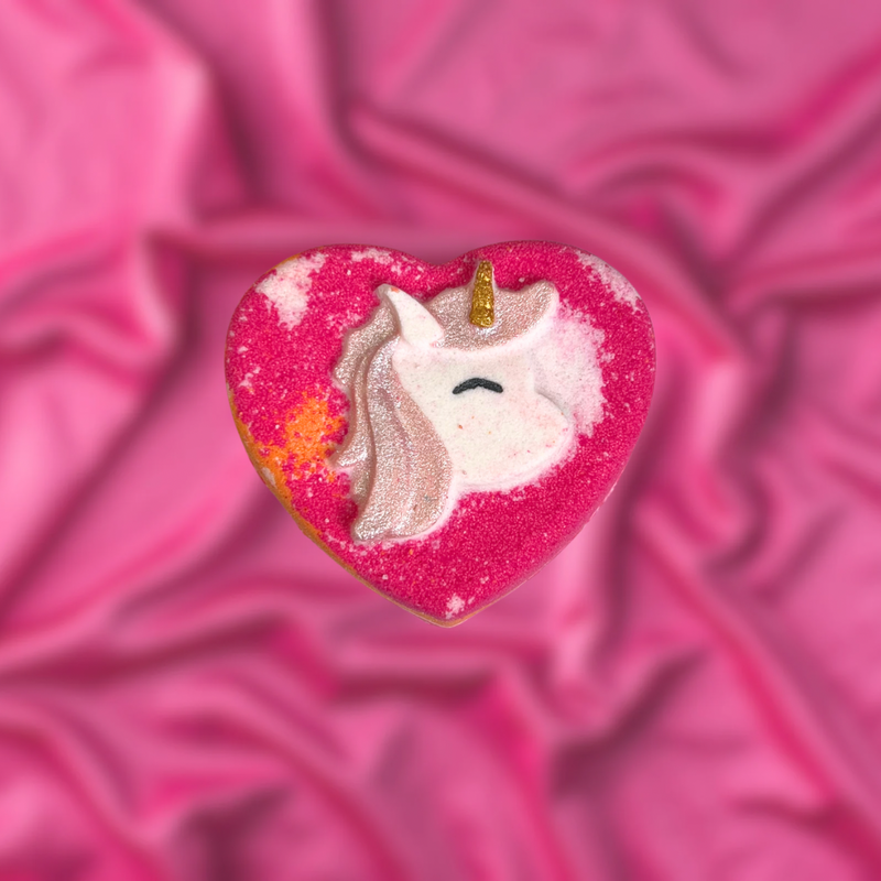 Unicorn Heart Bath Bomb - Pink, Orange and White