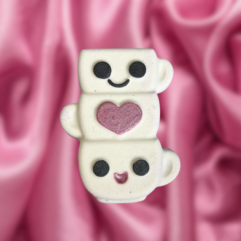 Heart Mug Stack Bath Bomb - Blue, Purple and White
