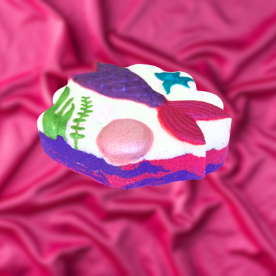 Large Mermaid Scene Bath Bomb - pink, purple and white