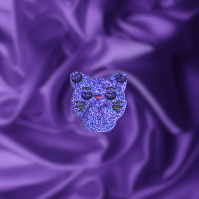 Heart Eyed Cat Mini Bath Bomb - Blue, Purple and White