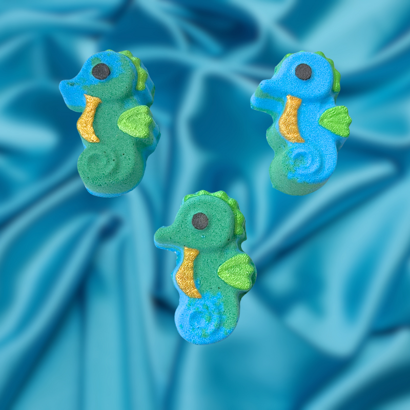 Blue and Green Seahorse Mini Bath Bomb