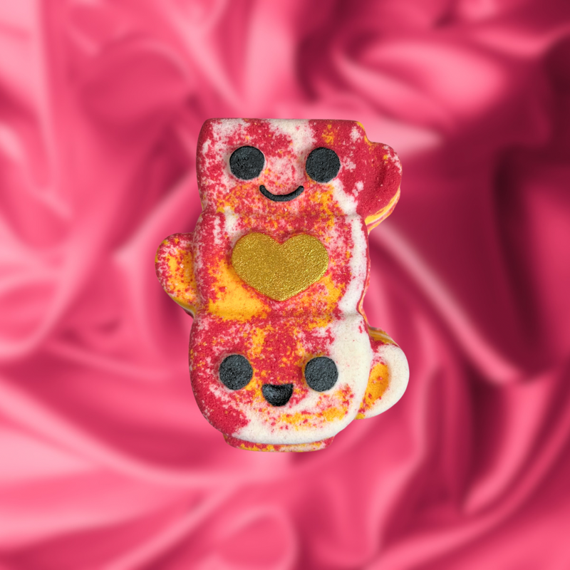 Heart Mug Stack Bath Bomb - pink, yellow and White