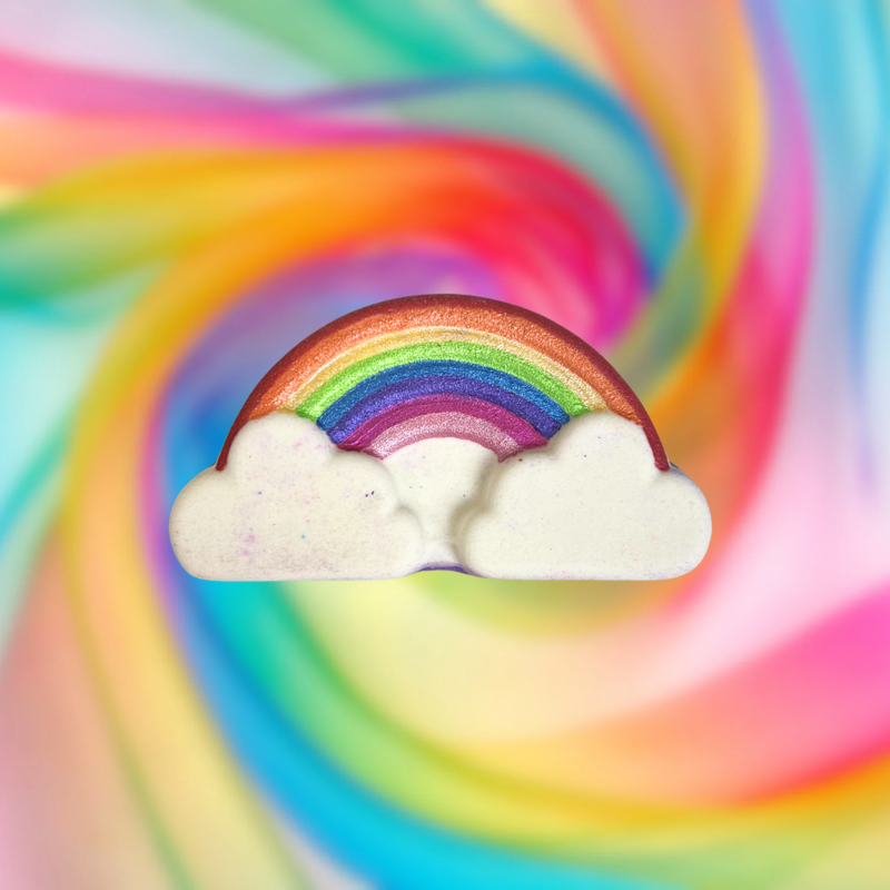 Rainbow with Clouds Bath Bomb - Blue, Purple and White