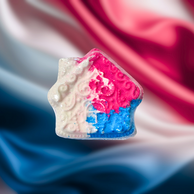 Gingerbread House Bath Bomb - Pink, White and Blue