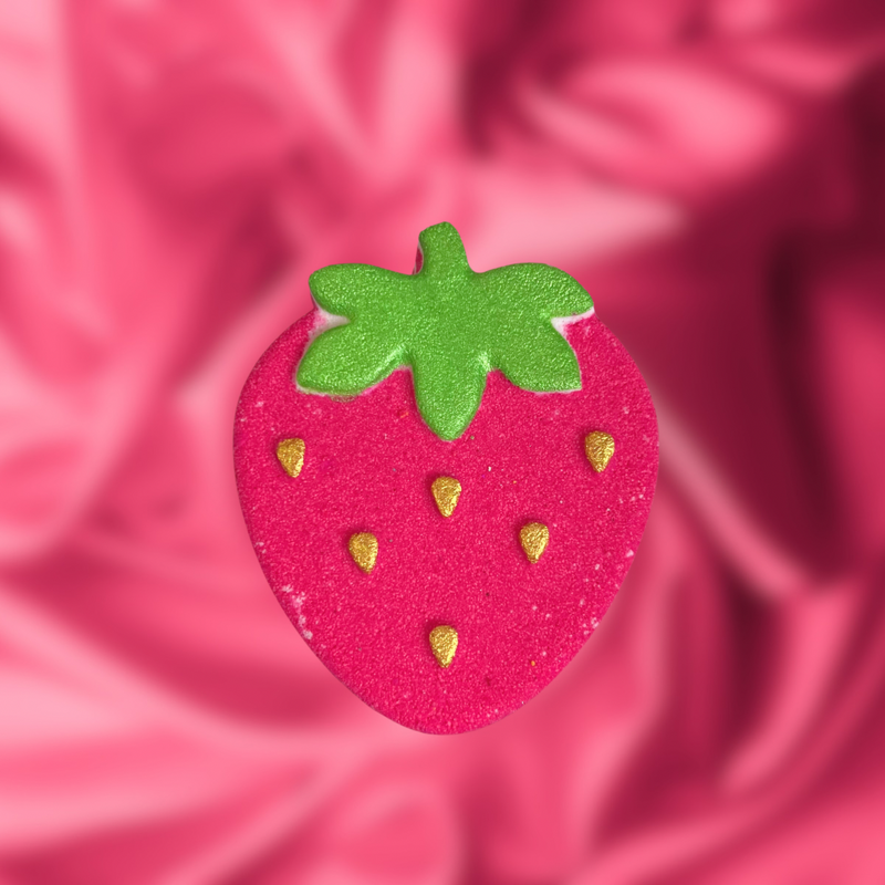 Strawberry Bath Bomb - pink, yellow and white