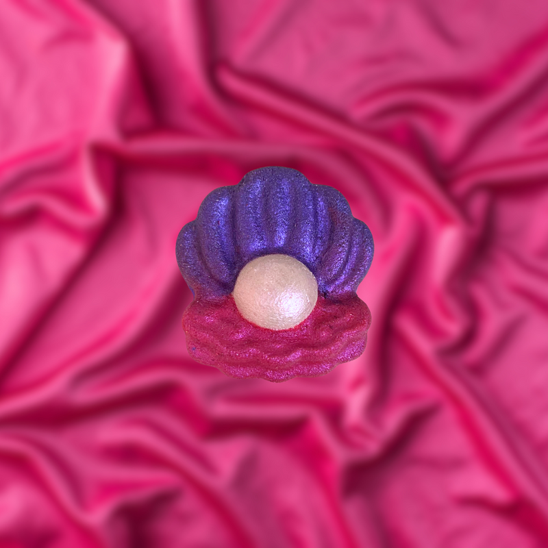 Clamshell with Pearl Mini Bath Bomb - Pink, Purple and White