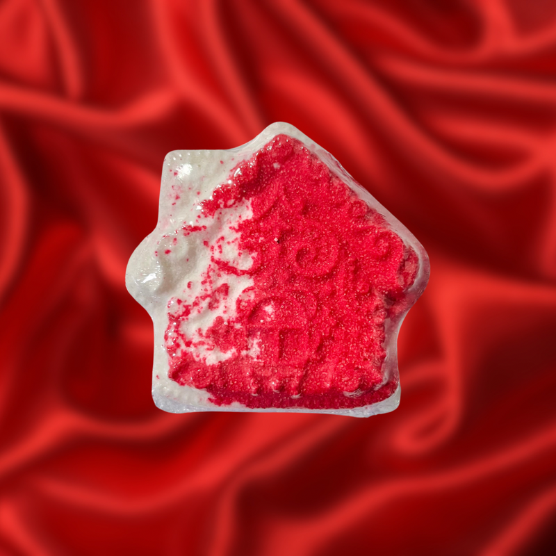Gingerbread House Bath Bomb - Red and White
