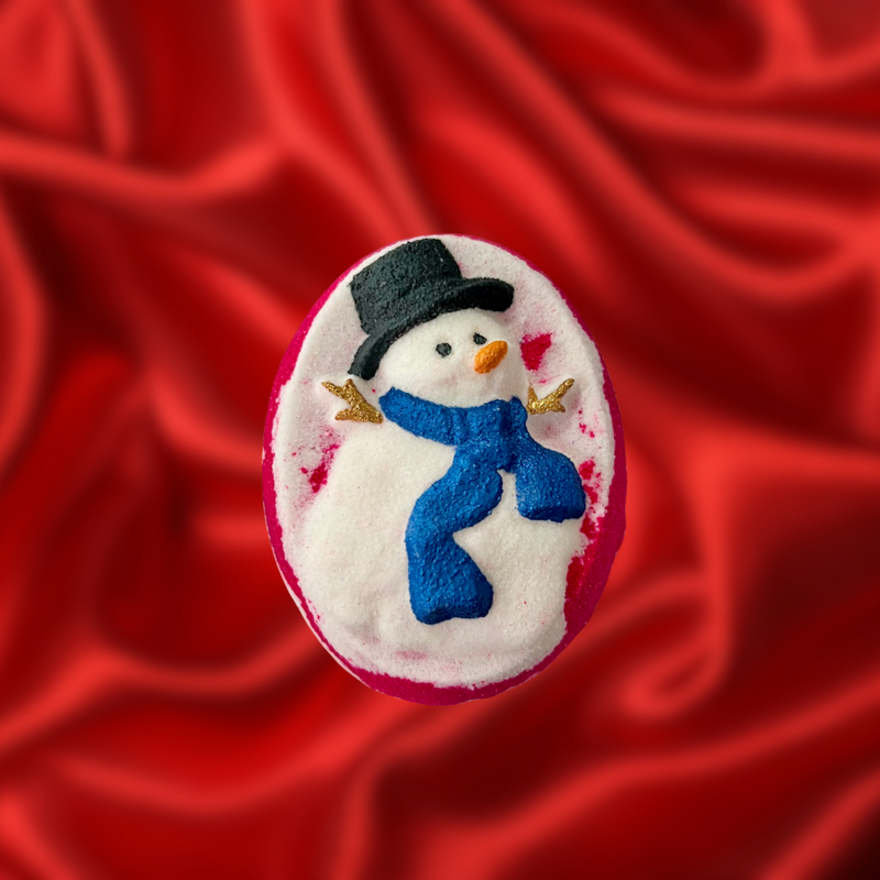 Cute Snowman Bath Bomb - Red and White