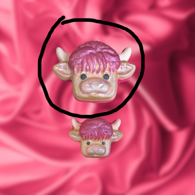 Highland Cow / Strawberry Milkshake Cow Bath Bomb - Pink, Yellow and White