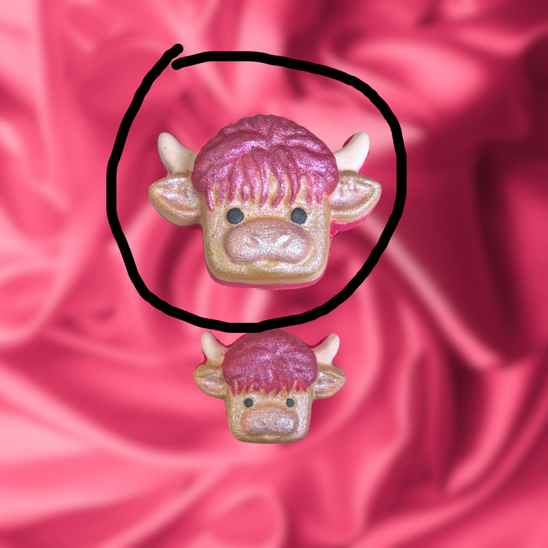 Highland Cow / Strawberry Milkshake Cow Bath Bomb - Pink, Yellow and White