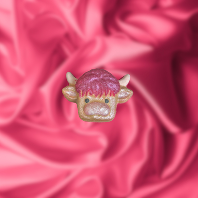 Highland Cow / Strawberry Milkshake Cow Mini Bath Bomb - Pink, Yellow and White