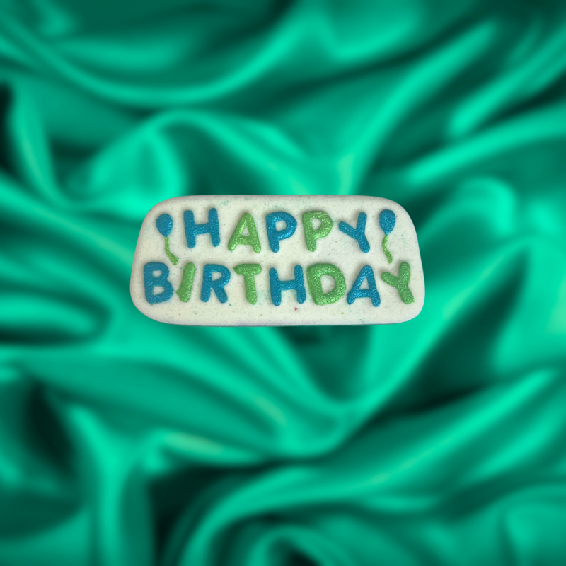 Happy Birthday Bath Bomb - Teal, Green and White