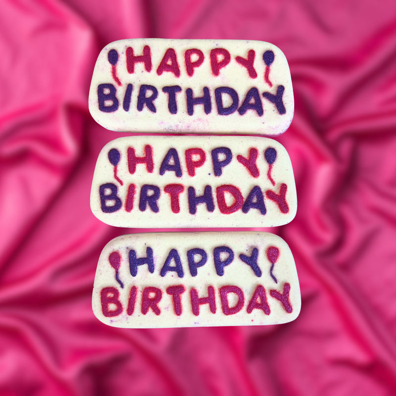 Happy Birthday Bath Bomb - Pink, Purple and White