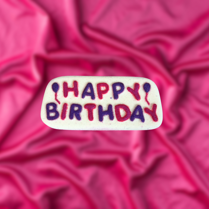 Happy Birthday Bath Bomb - Pink, Purple and White