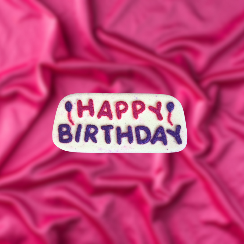 Happy Birthday Bath Bomb - Pink, Purple and White