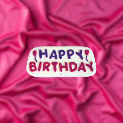 Happy Birthday Bath Bomb - Pink, Purple and White