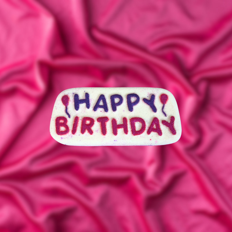 Happy Birthday Bath Bomb - Pink, Purple and White