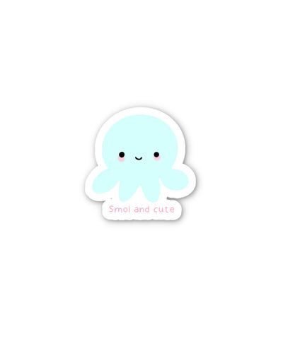 ‘Smol and Cute Octopus' Die Cut Sticker