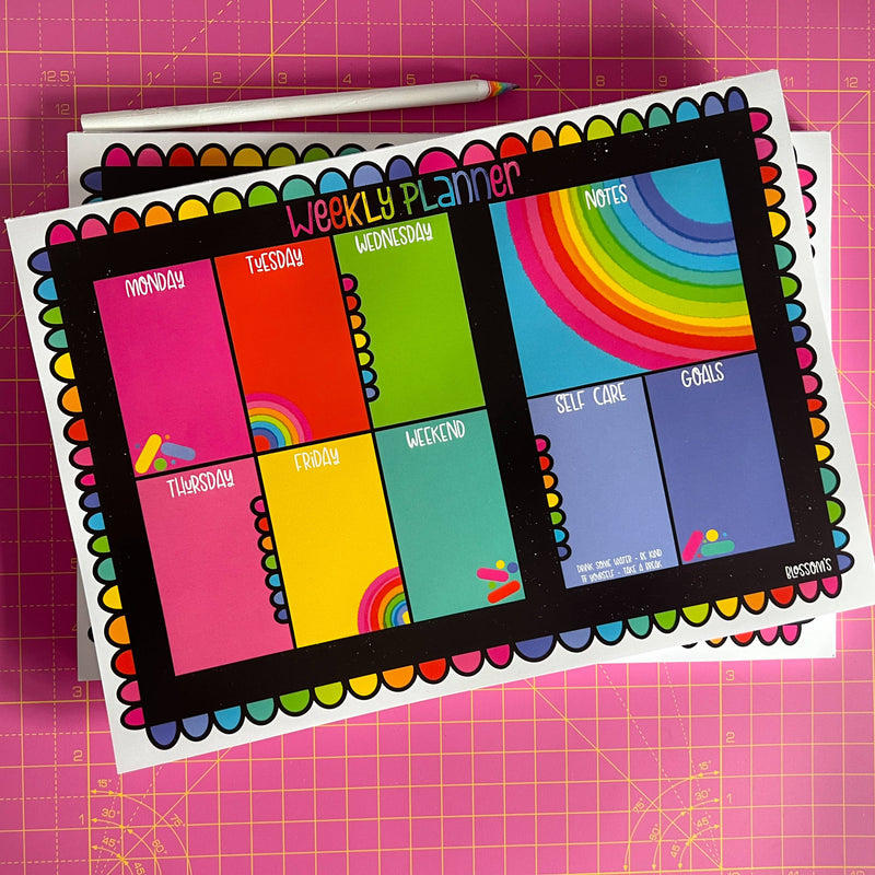 A4 Rainbow Desktop Weekly Planner