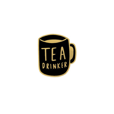 'Tea Drinker' Black Enamel Pin