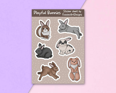 A6 Playful Bunnies Planner Sticker Sheet