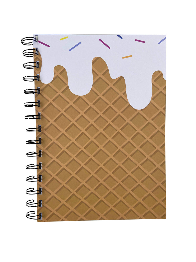 Ice Cream Cone Print A5 Notepad/Notebook Plain/ Lined Combo