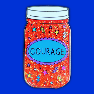 'Jar of Courage' Glitter Enamel Pin Badge