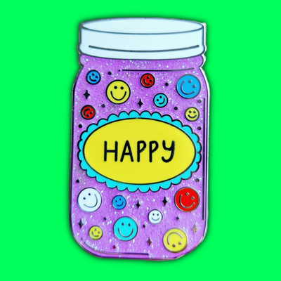 'Jar of Happy' Glitter Enamel Pin Badge