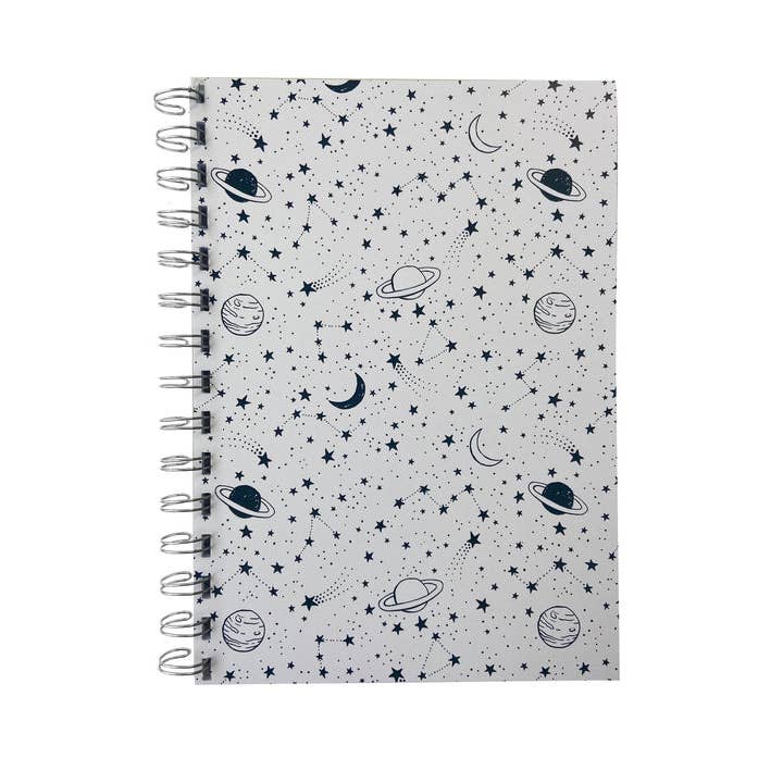 White & Black Planets A5 Notepad/Notebook Plain/ Lined Combo