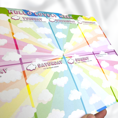 'Rainbow Clouds' Weekly Desk Notepad / Planner